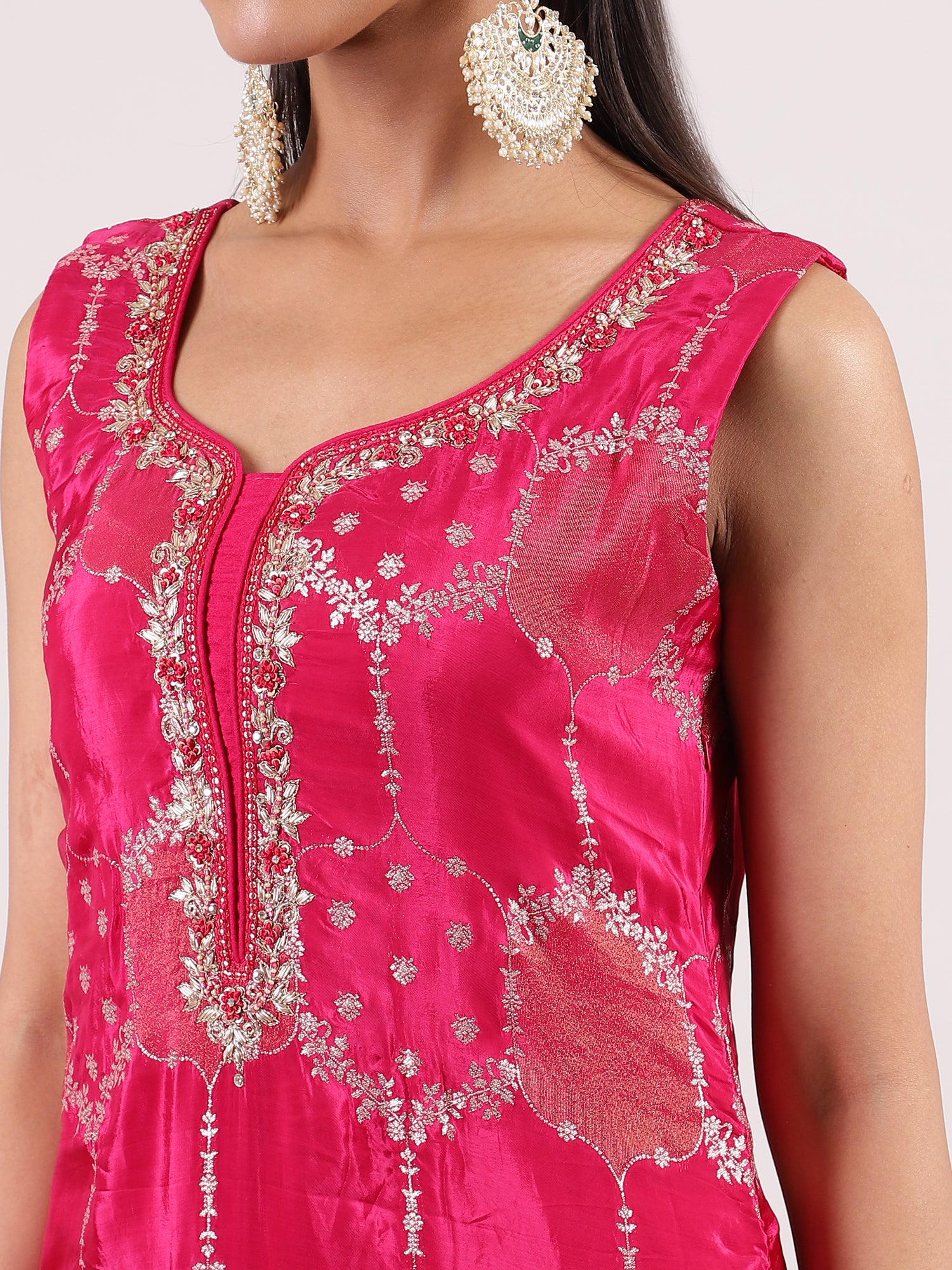 Vivid Pink Banarasi Salwar Suit with Matching Dupatta & Bottom