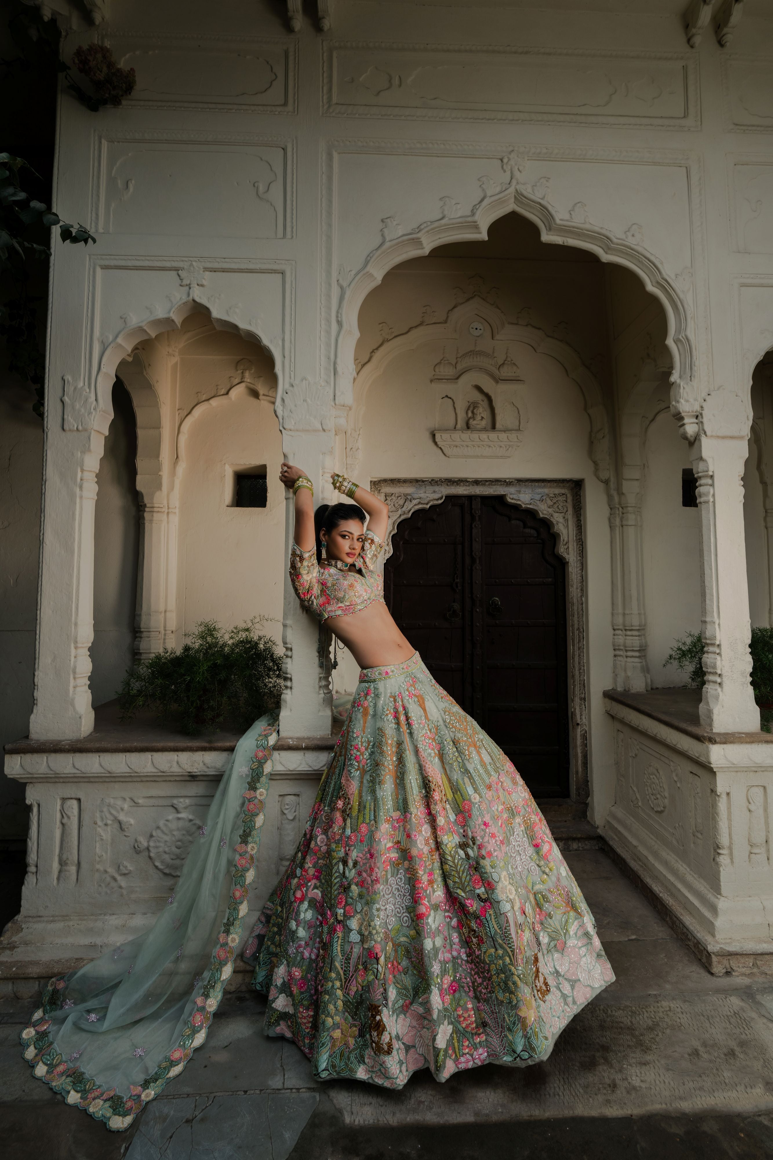 Garden Pastel Embroidered Lehenga