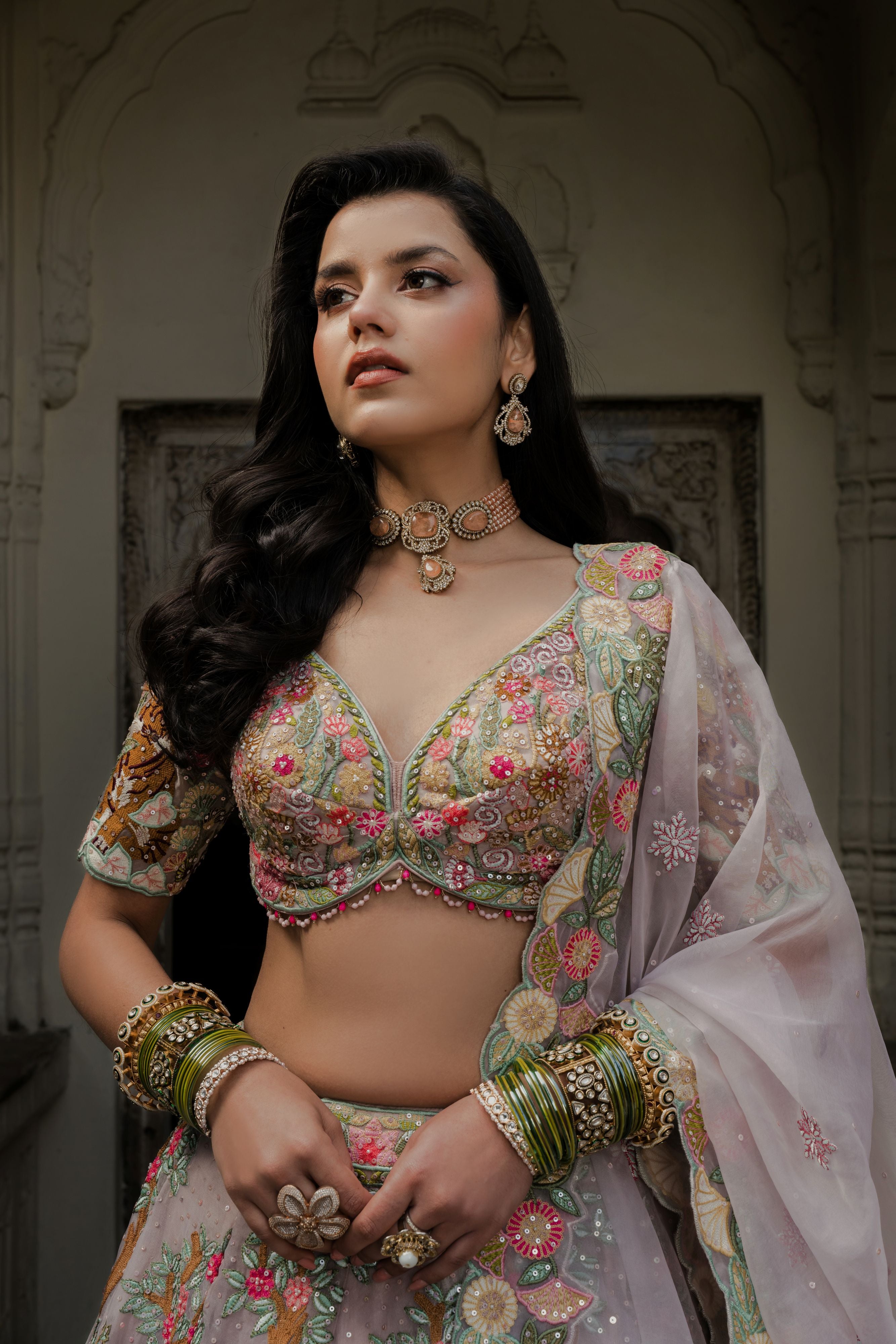 Garden Pastel Embroidered Lehenga