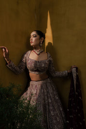 Maroon Heavily Embroidered Bridal Lehenga Set