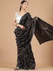 Black Organza Crush Tissue Saree with Cutdana Embroidery