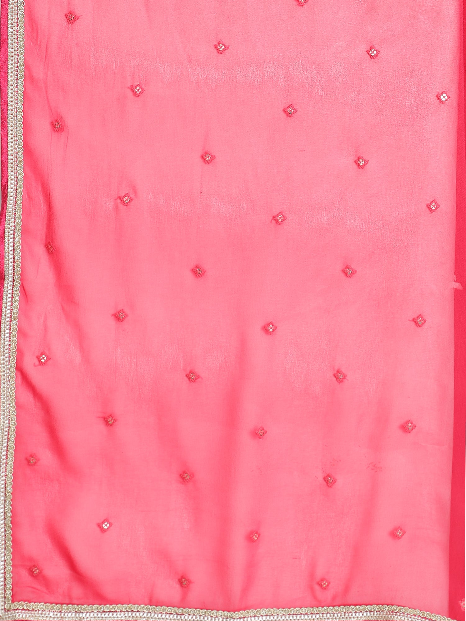 Enchanting Rani Pink Digital Print Silk crepe Lehenga with Sparkling Cutdana Highlights