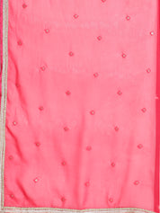 Enchanting Rani Pink Digital Print Silk crepe Lehenga with Sparkling Cutdana Highlights