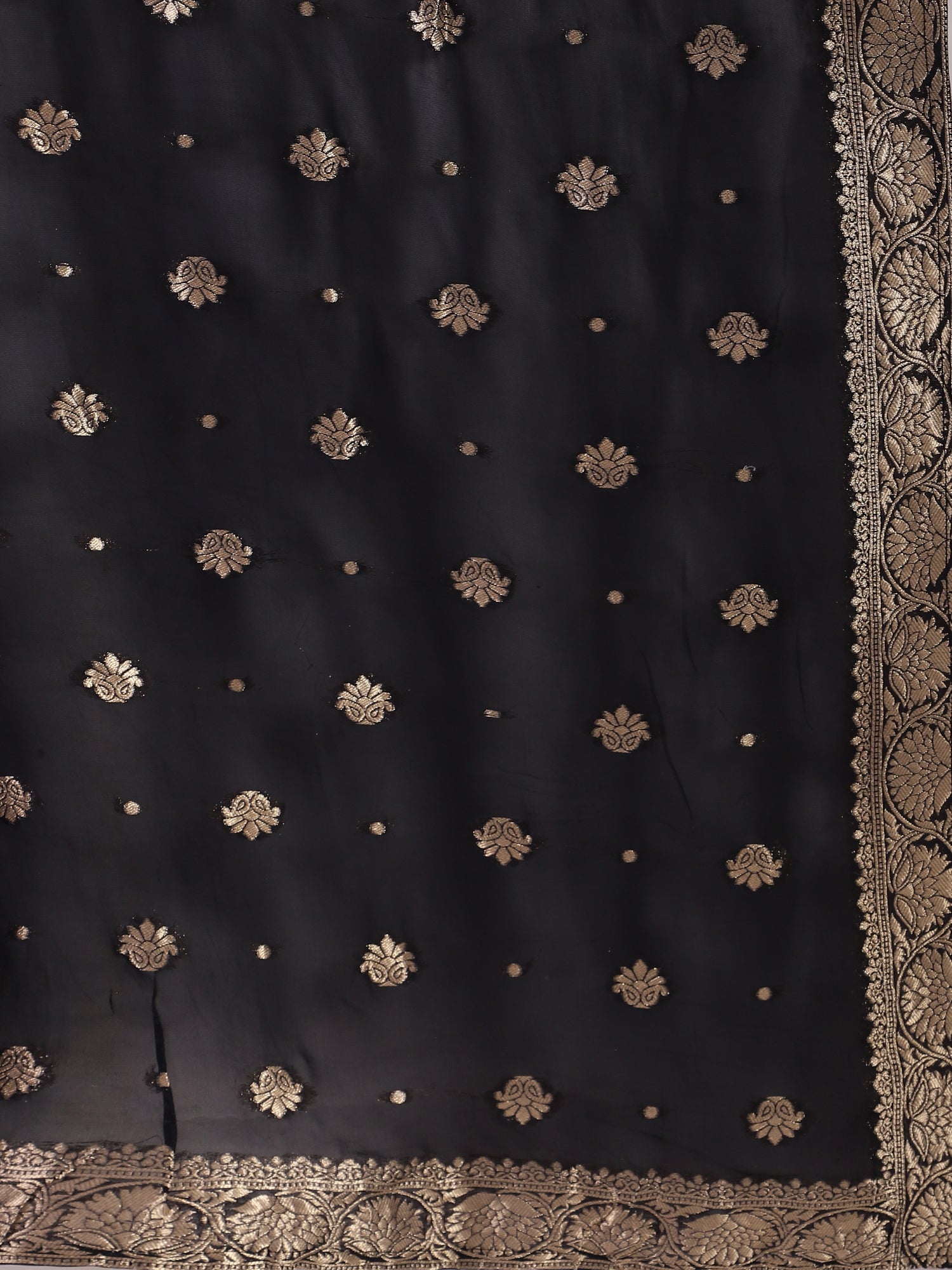Elegant Black Raw Silk Collar Neck Salwar Kameez with Mirror Work & Banarasi Dupatta
