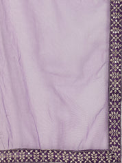 Royal Purple Embroidered Lehenga Set with Mirror Work Blouse & Net Dupatta