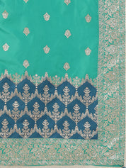 Teal & Blue Bandhani Lehenga with Embroidered Blouse & Dupatta