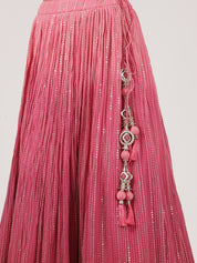 Stunning Pink Georgette Lehenga with Intricate Embroidery & Sequins Work