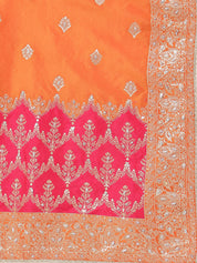 Pink & Orange Bandhani Lehenga Set with Embroidered Blouse & Dupatta