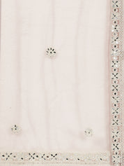 Cream Net Mirror Work Lehenga with Intricate Embroidery