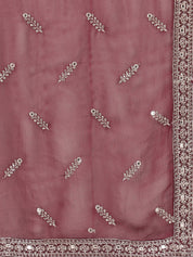 Maroon & Ivory Threadwork Lehenga Set with Embellished Blouse & Net Dupatta