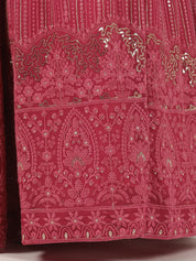 Stunning Pink Georgette Lehenga with Intricate Embroidery & Sequins Work