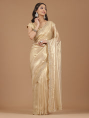 Pearl Embroidered Organza Saree