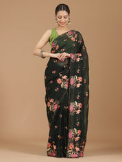 Elegant Floral Embroidered Saree with a Contemporary Touch