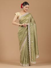 Tissue Silk Saree with Intricate Stonework Border