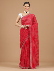 Bandhani Georgette Saree with Mirror Work Border