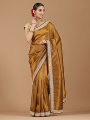 Satin Silk Saree with Delicate Stonework Border