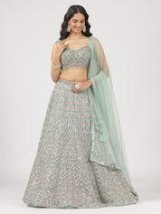 Stunning Sea Green Net Lehenga with Sequin & Stone Work