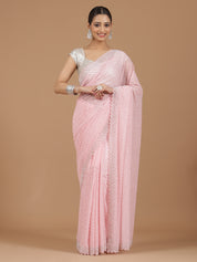 Bandhani Georgette Saree with Mirror Work Border