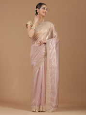 Organza Saree with Embroidered Border