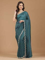 Crushed Silk Saree with Embellished Border