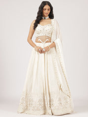 Ethereal Cream Embroidered Lehenga with Mirror Work Blouse