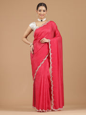 Crushed Silk Saree with Embellished Border