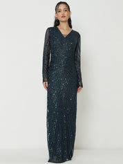 Stunning Blue Gowns  with Knitted Sequin Work