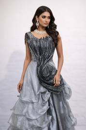 Black Sequin Party Gown for Women | Elegant Evening Wear by DIVA