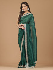 Satin Silk Saree with Delicate Stonework Border