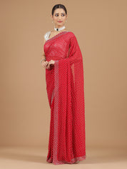 Bandhani Georgette Saree with Mirror Work Border