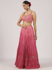 Stunning Pink Georgette Lehenga with Intricate Embroidery & Sequins Work