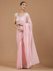 Bandhani Georgette Saree with Mirror Work Border