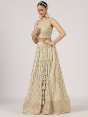 Radiant Gold Raw Silk Lehenga with Sequin Embroidered Blouse