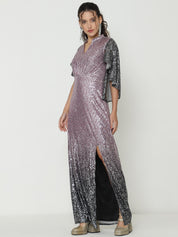 Graceful Lilac Gowns  with Intricate Knitted Sequin Detailing