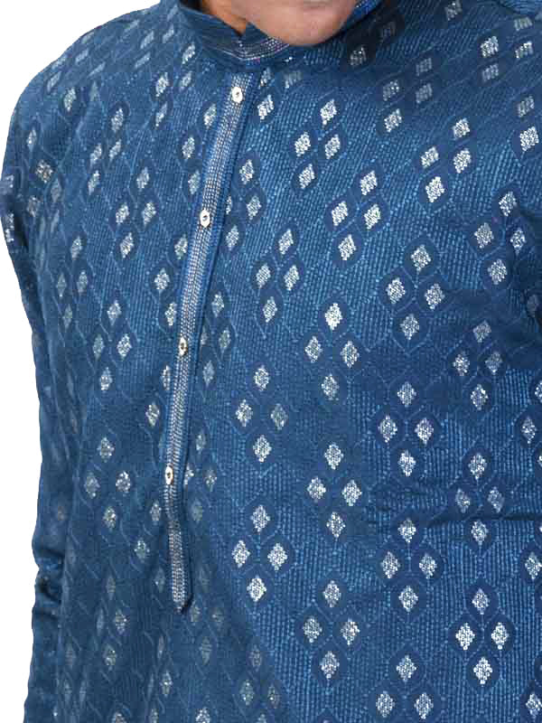 Peacock Blue Sequined Kurta Set