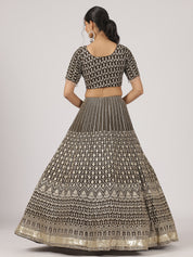 Obsidian Gold Embroidered Georgette Lehenga with Sequin Work