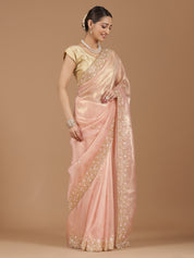 Organza Saree with Embroidered Border