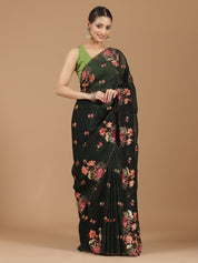 Elegant Floral Embroidered Saree with a Contemporary Touch