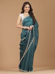 Crushed Silk Saree with Embellished Border