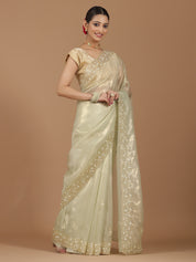 Organza Saree with Embroidered Border