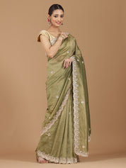 Tissue Silk Saree with Intricate Stonework Border