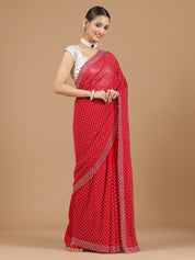 Bandhani Georgette Saree with Mirror Work Border