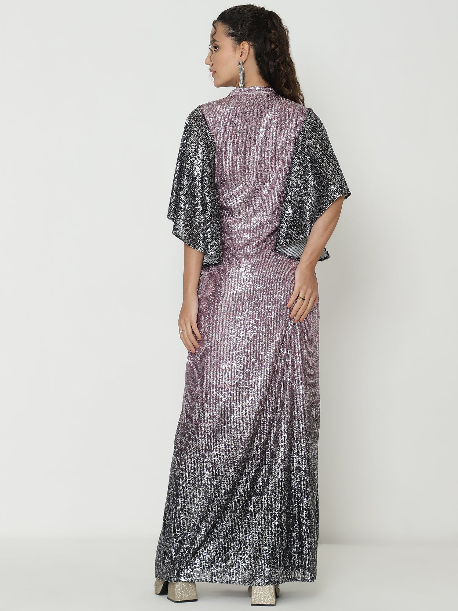 Graceful Lilac Gowns  with Intricate Knitted Sequin Detailing