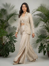 Ivory Hand-Embellished Organza Jacket Co-ord Set