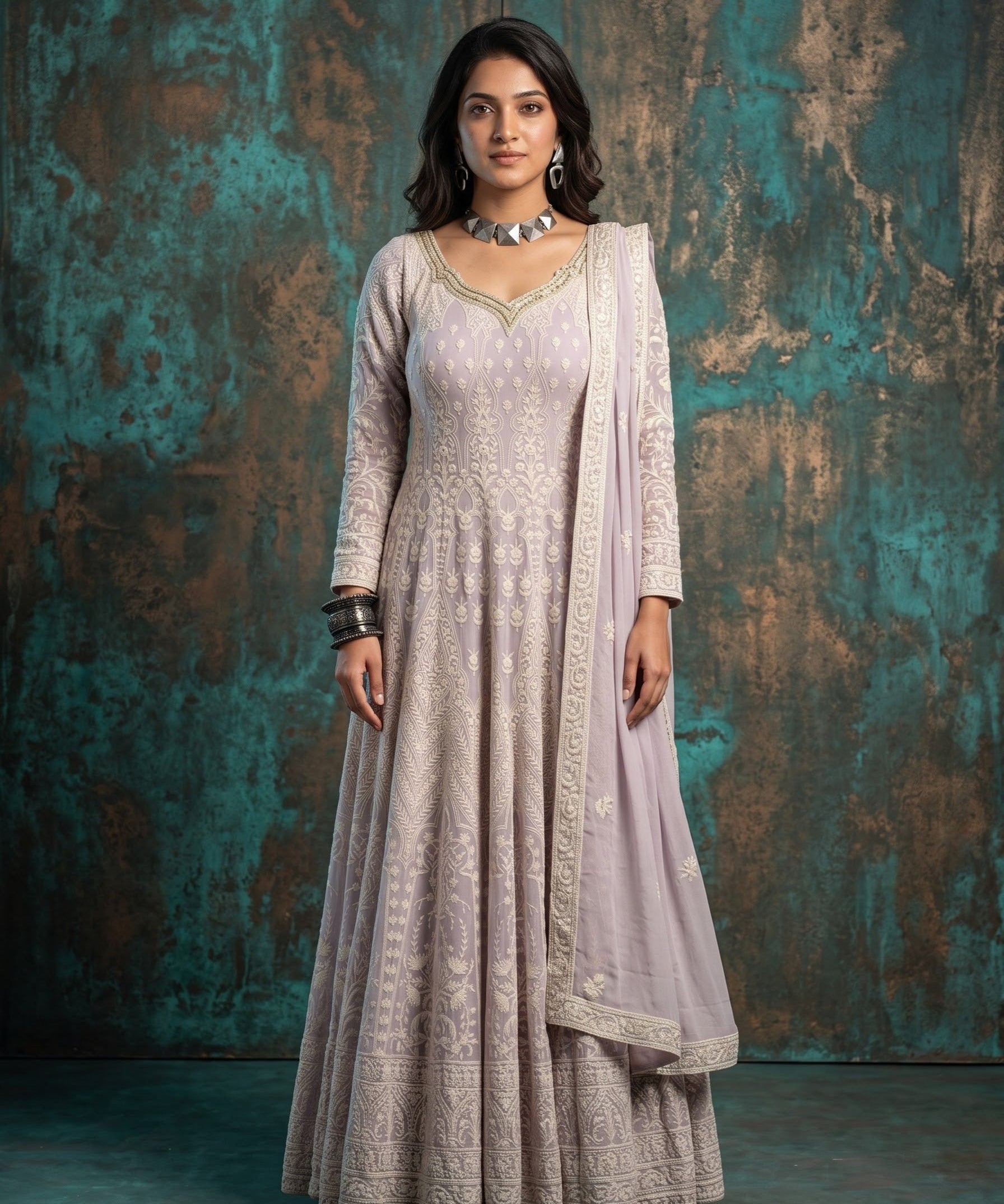 Lavender Georgette Anarkali Set – Festive & Wedding Wear