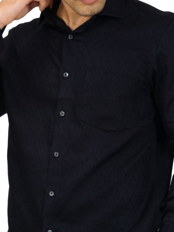 Majestic Black Jacquard Shirt