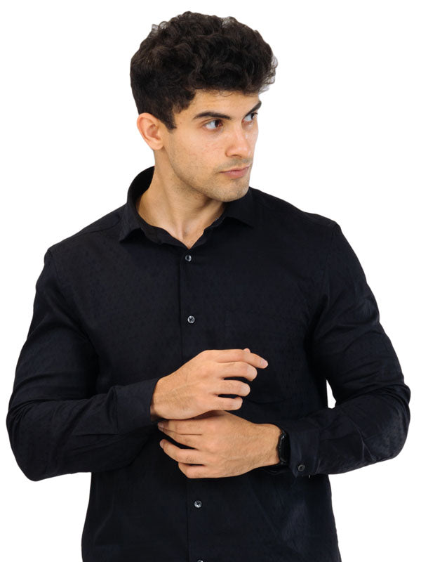 Majestic Black Jacquard Shirt