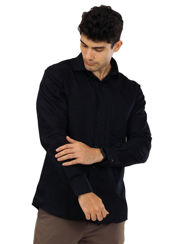 Majestic Black Jacquard Shirt