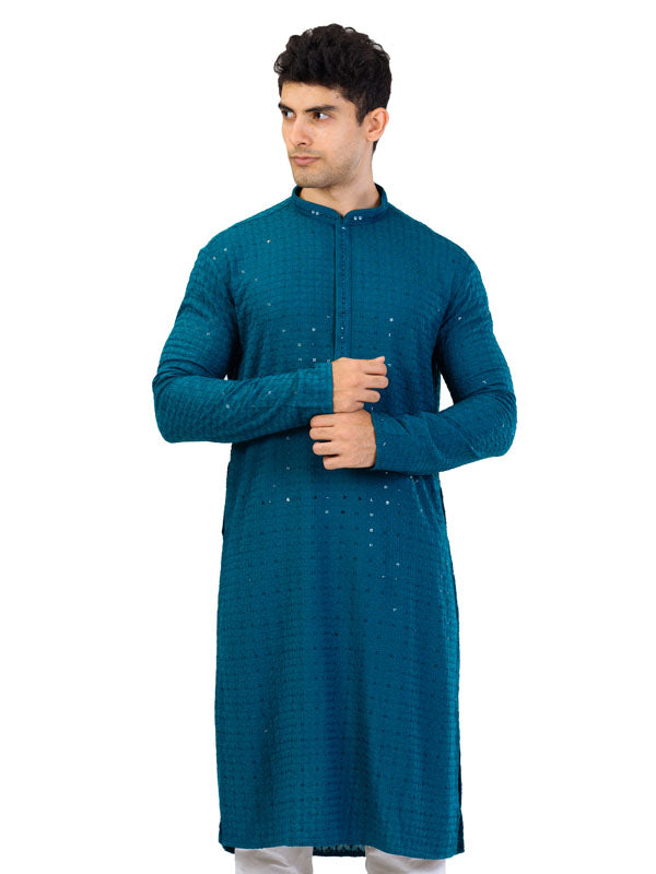 Bottle Green Sequined Kurta Set