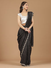 Crushed Silk Saree with Embellished Border